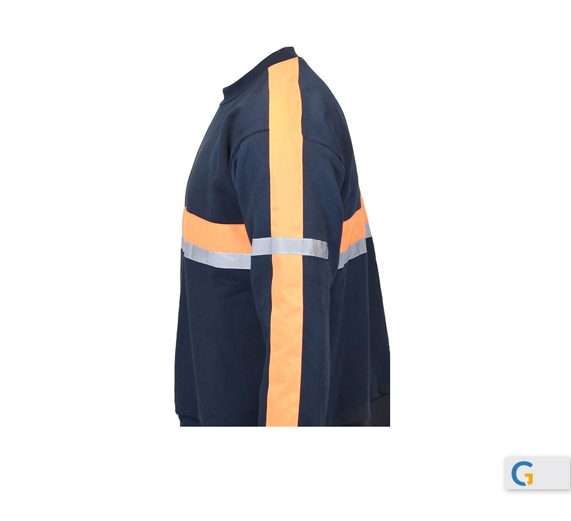 BUZO CUELLO REDONDO CON REFRACTIVO MANGA-