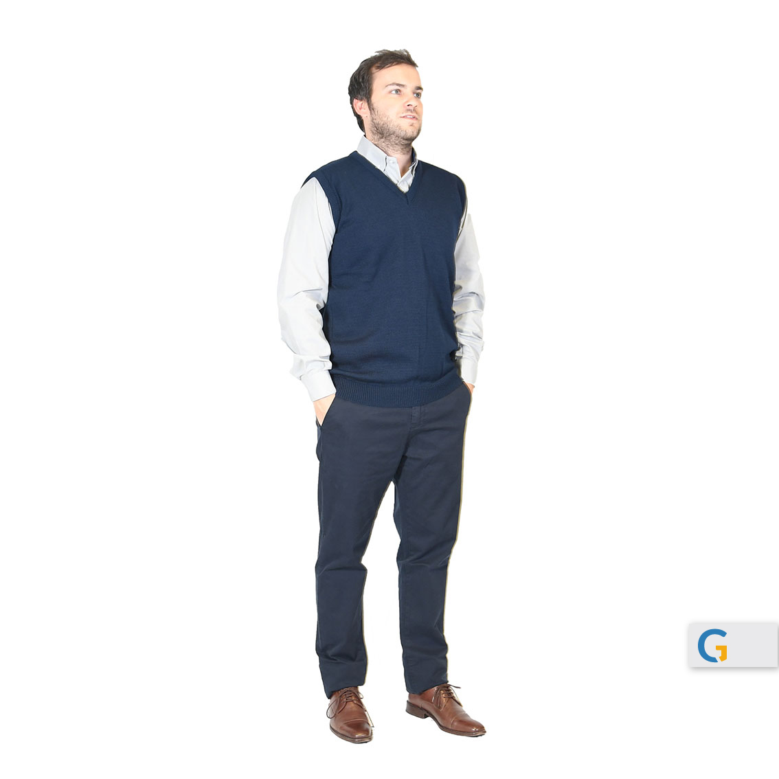 CHALECO TEJIDO AZUL PERFIL-