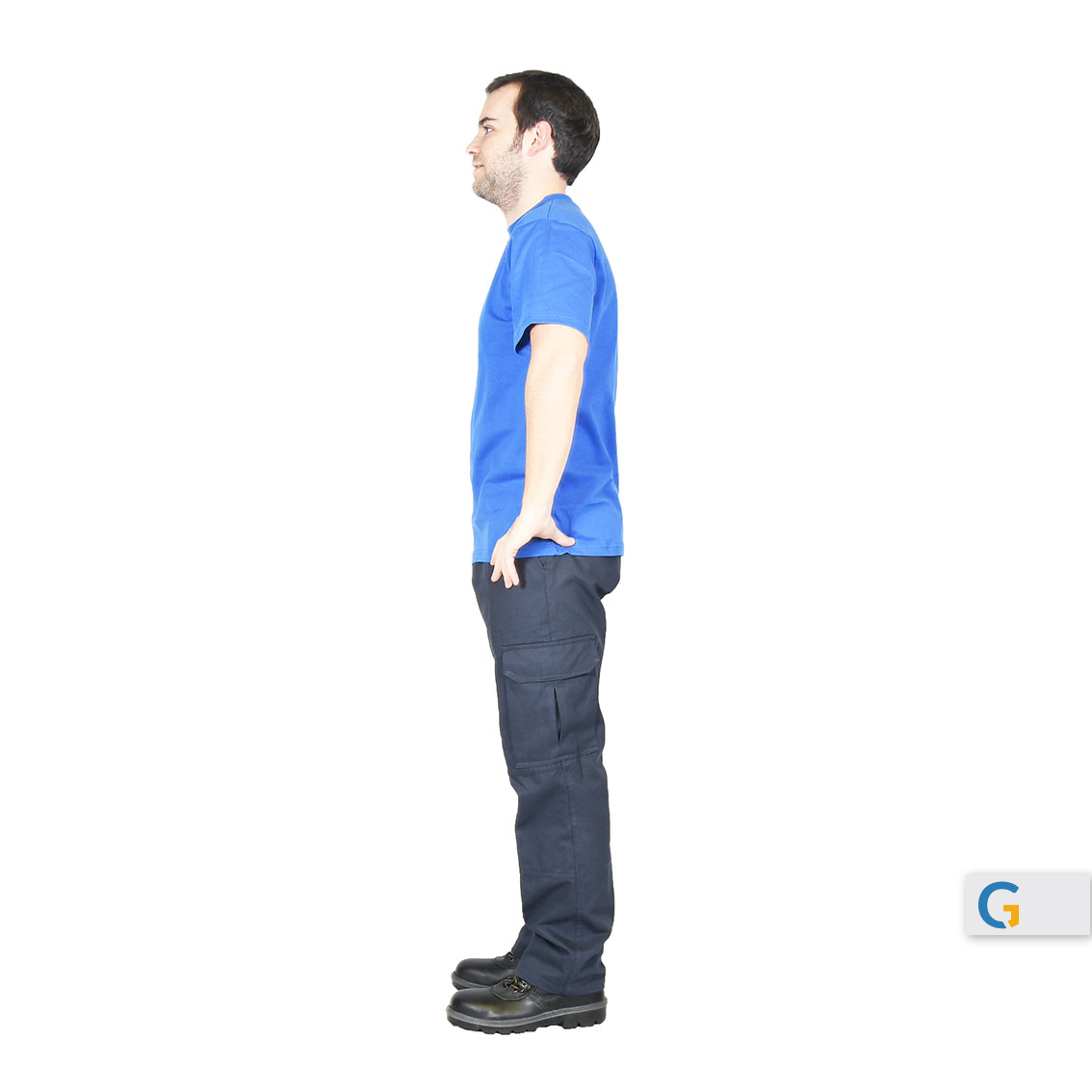 REMERA AZUL CUELLO REDONDO PERFIL-